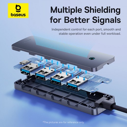 USB-хаб Baseus серии UltraJoy, 4-портовый HUB Lite, 50 см, «Космический серый»（USB-A на USB 3.0*4 + Type-C 5V）