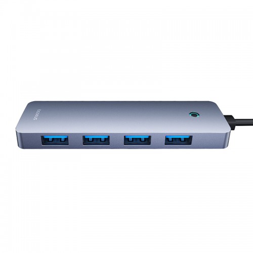 USB-хаб Baseus серии UltraJoy, 4-портовый HUB Lite, 50 см, «Космический серый»（USB-A на USB 3.0*4 + Type-C 5V）