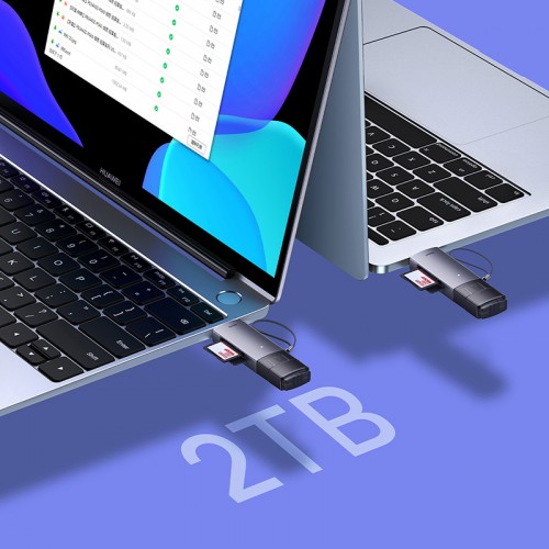 USB-хаб Baseus Lite Series USB-A и Type-C для чтения карт SD/TF, серый