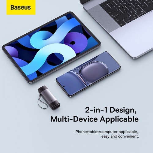 USB-хаб Baseus Lite Series USB-A и Type-C для чтения карт SD/TF, серый
