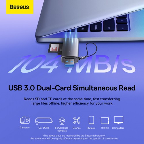 USB-хаб Baseus Lite Series USB-A и Type-C для чтения карт SD/TF, серый