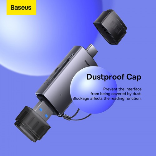 USB-хаб Baseus Lite Series USB-A и Type-C для чтения карт SD/TF, серый