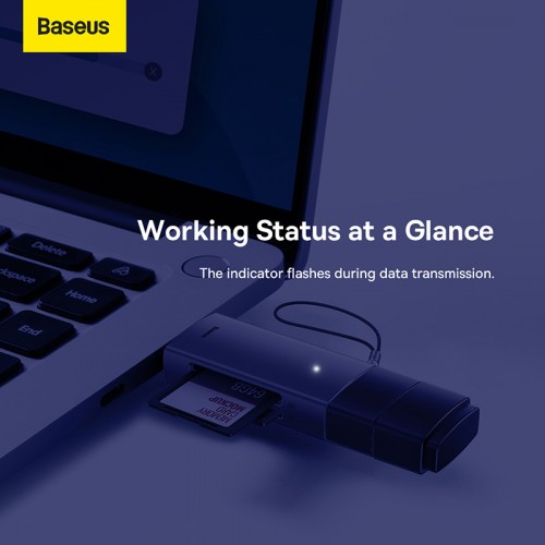 USB-хаб Baseus Lite Series USB-A и Type-C для чтения карт SD/TF, серый