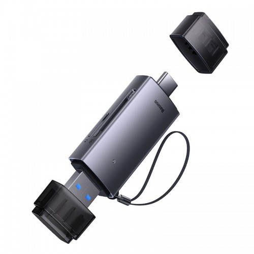 USB-хаб Baseus Lite Series USB-A и Type-C для чтения карт SD/TF, серый