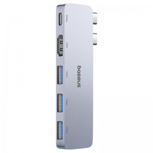 USB-хаб Baseus UltraJoy серии 5-портовый HUB Space Grey (USB-C*2 на USB-C 40 Гбит/с*1+HDMI 4K@30 Гц*1+USB 3.0*3)