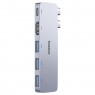 USB-хаб Baseus UltraJoy серии 5-портовый HUB Space Grey (USB-C*2 на USB-C 40 Гбит/с*1+HDMI 4K@30 Гц*1+USB 3.0*3)
