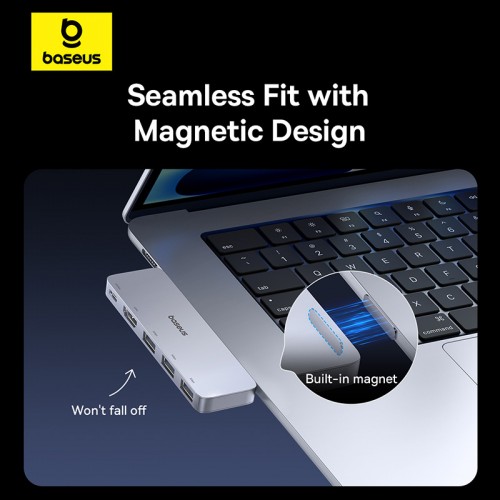 USB-хаб Baseus UltraJoy серии 5-портовый HUB Space Grey (USB-C*2 на USB-C 40 Гбит/с*1+HDMI 4K@30 Гц*1+USB 3.0*3)