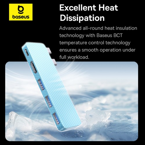 USB-хаб Baseus UltraJoy серии 5-портовый HUB Space Grey (USB-C*2 на USB-C 40 Гбит/с*1+HDMI 4K@30 Гц*1+USB 3.0*3)