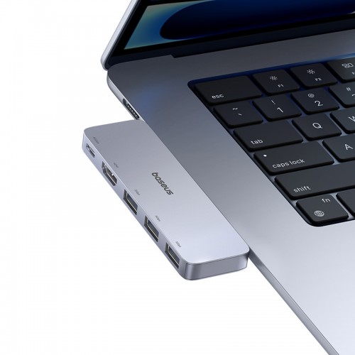 USB-хаб Baseus UltraJoy серии 5-портовый HUB Space Grey (USB-C*2 на USB-C 40 Гбит/с*1+HDMI 4K@30 Гц*1+USB 3.0*3)