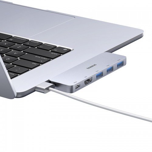 USB-хаб Baseus UltraJoy серии 5-портовый HUB Space Grey (USB-C*2 на USB-C 40 Гбит/с*1+HDMI 4K@30 Гц*1+USB 3.0*3)