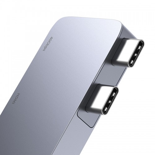 USB-хаб Baseus UltraJoy серии 5-портовый HUB Space Grey (USB-C*2 на USB-C 40 Гбит/с*1+HDMI 4K@30 Гц*1+USB 3.0*3)