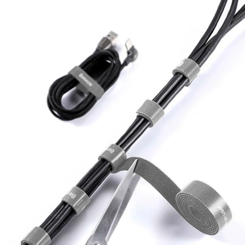 Органайзер для кабеля Baseus Colourful Circle Velcro strap 3 м, серый