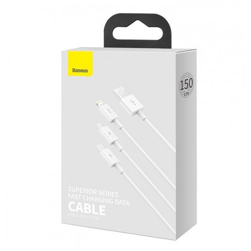 Кабель Baseus Superior Series USB to M+L+C 3.5A 1.5m White
