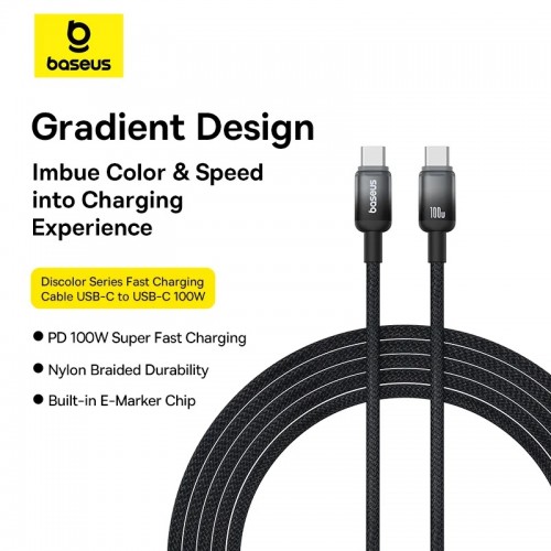 Кабель Baseus Discolor Series Fast Charging Cable USB-C — USB-C 100W 1 м, Cluster Black
