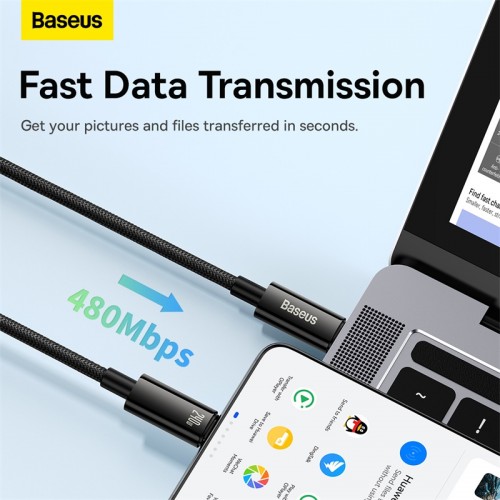 Кабель Baseus Tungsten Gold Fast Charging Data Cable Type-C — Type-C 240 Вт 3 м, чёрный