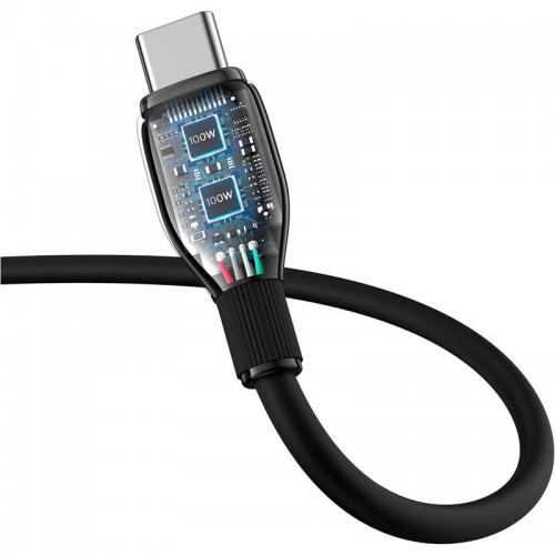 Кабель Baseus серии Pudding для быстрой зарядки Type-C — Type-C 100W 1,2 м, Cluster Black