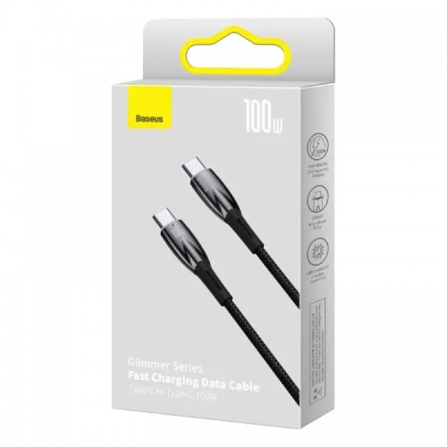Кабель Baseus серии Glimmer для быстрой зарядки и передачи данных Type-C — Type-C 100 Вт 1 м, чёрный