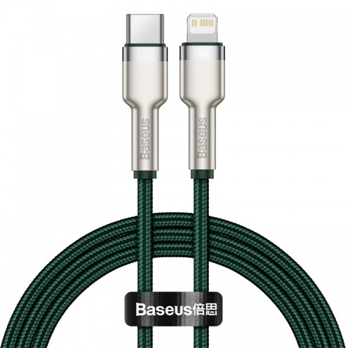 Кабель Baseus Cafule Series Metal Data Cable Type-C на iP PD 20W 1 м, зелёный