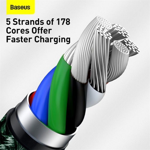 Кабель Baseus Cafule Series Metal Data Cable Type-C на iP PD 20W 1 м, зелёный