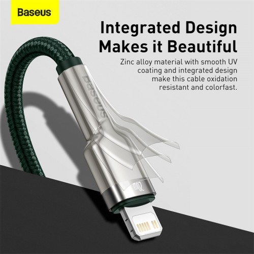 Кабель Baseus Cafule Series Metal Data Cable Type-C на iP PD 20W 1 м, зелёный