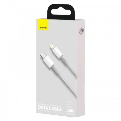 Кабель Baseus High Density Braided для быстрой зарядки и передачи данных Type-C на iP PD 20W 2 м, белый
