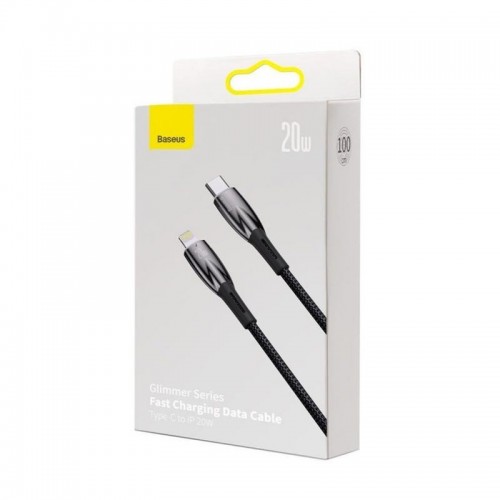 Кабель Baseus Glimmer Series для быстрой зарядки и передачи данных Type-C — iP 20W 1 м, чёрный