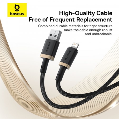 Кабель Baseus Dura Series Fast Charging Cable USB to iP 2.4A 1m Gold+Black