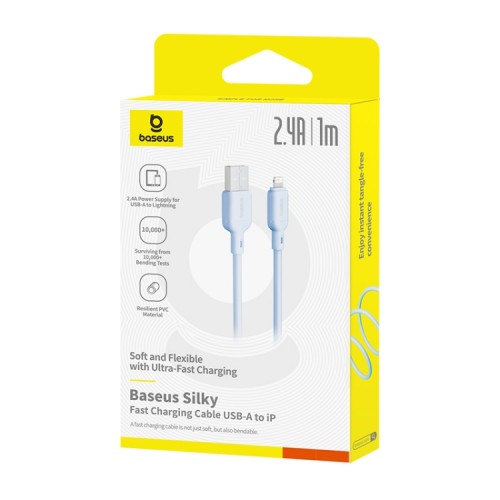 Кабель Baseus Silky Series Fast Charging Cable USB - iP 2.4A 1 м, Galaxy Blue