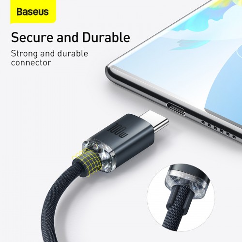 Кабель для быстрой зарядки и передачи данных Baseus Crystal Shine Series USB — Type-C 100W 2 м, чёрный