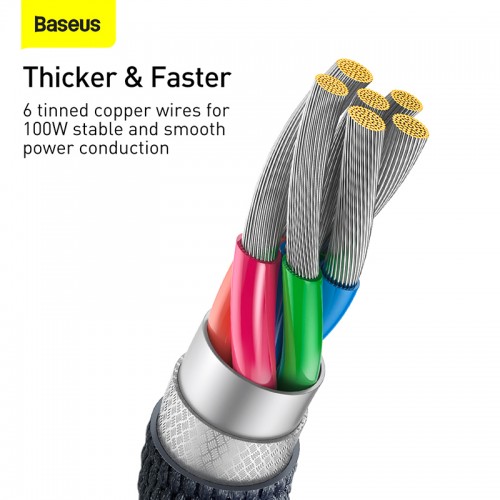 Кабель для быстрой зарядки и передачи данных Baseus Crystal Shine Series USB — Type-C 100W 2 м, чёрный