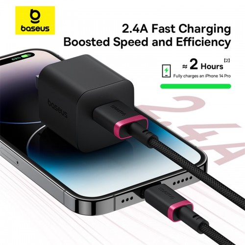 Кабель Baseus Dura Series Fast Charging Cable USB to iP 2.4A 1m Red+Black