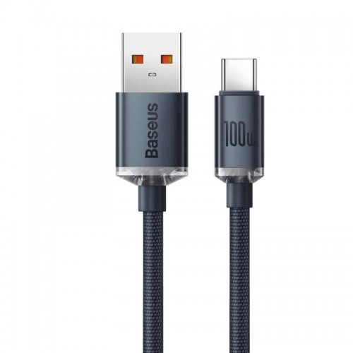 Кабель для быстрой зарядки и передачи данных Baseus Crystal Shine Series USB — Type-C 100W 1,2 м, чёрный