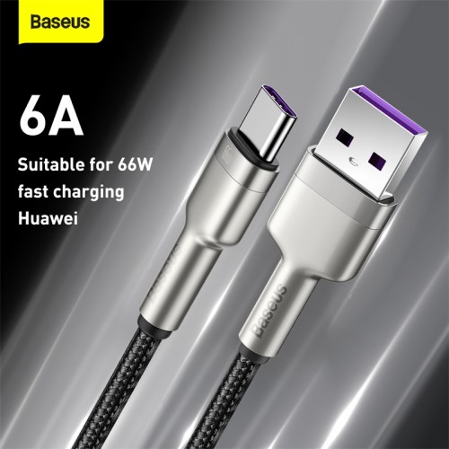 Кабель Baseus Cafule Series Metal Data Cable USB — Type-C 66 Вт 0,25 м, чёрный