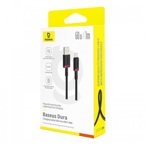 Кабель Baseus Dura Series Fast Charging Cable USB to Type-C 60W 1m Red+Black
