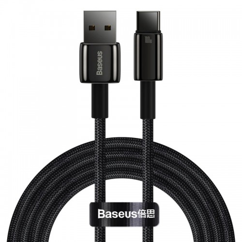 Кабель Baseus Tungsten Gold для быстрой зарядки и передачи данных USB — Type‑C 100 Вт 1 м, чёрный