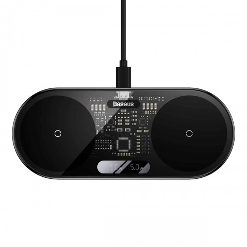 Бездротовий мультизарядний пристрій Baseus Digital LED Display 2in1 Wireless Charger 20W Black Universal version
