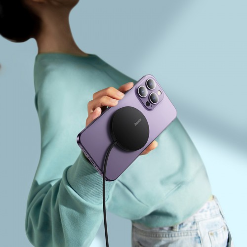 Бездротовий зарядний пристрій Baseus Simple Mini3 Magnetic Wireless Charger 15W Black