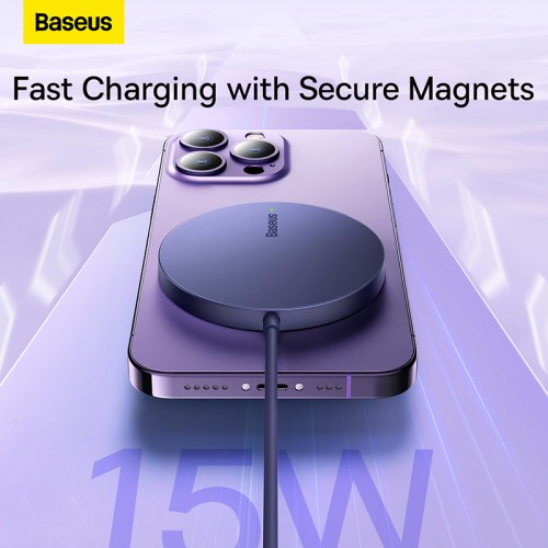 Бездротовий зарядний пристрій Baseus Simple Mini3 Magnetic Wireless Charger 15W Dusty Purple