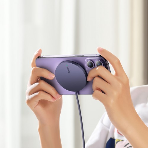 Бездротовий зарядний пристрій Baseus Simple Mini3 Magnetic Wireless Charger 15W Dusty Purple