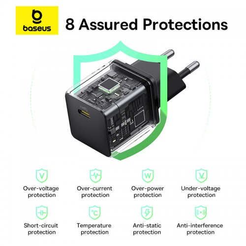 Сетевое зарядное устройство Baseus Palm Fast Charger 1C 30W EU Cluster Black