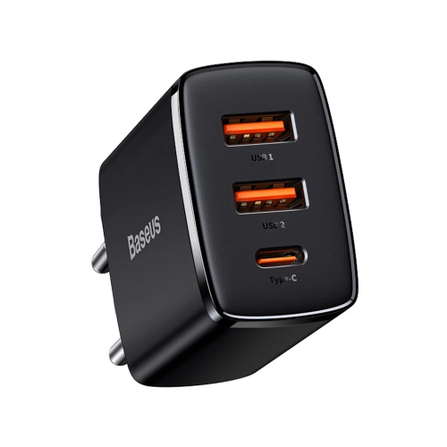 Сетевое зарядное устройство Baseus Compact Quick Charger 2U+C 30W EU Black