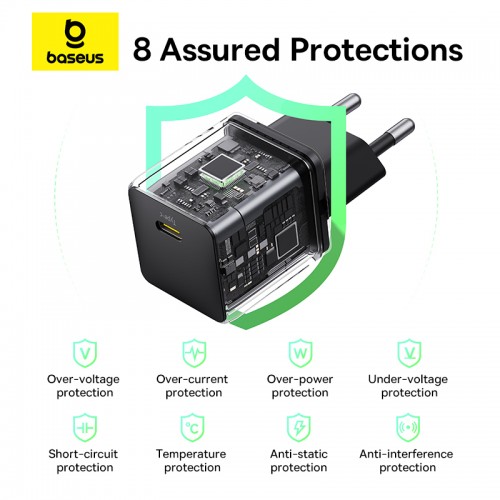 Сетевое зарядное устройство Baseus Palm Fast Charger 1C 20W EU Cluster Black