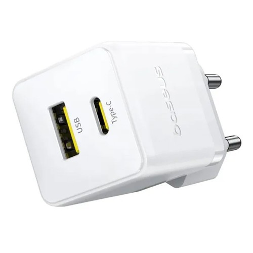 Сетевое зарядное устройство Baseus Palm Fast Charger C+U 20W EU Moon White