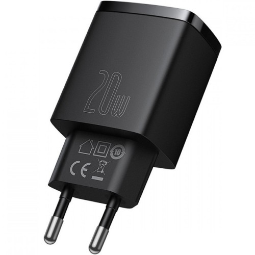 Сетевое зарядное устройство Baseus Compact Quick Charger U+C 20W EU Black