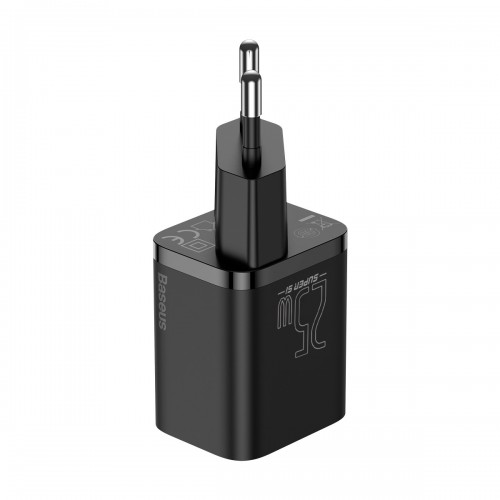 Сетевое зарядное устройство с кабелем Baseus Super Si Quick Charger 1C 25W EU Sets Black（With Mini White Cable C to C 3A 1m Black）