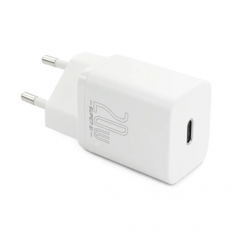 Сетевое зарядное устройство с кабелем Baseus Super Si 1C 20W With Simple Wisdom Data Cable Type-C/iP 1m White