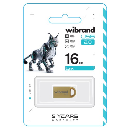 Флеш-накопитель Wibrand USB 2.0 Lynx 16Gb Gold