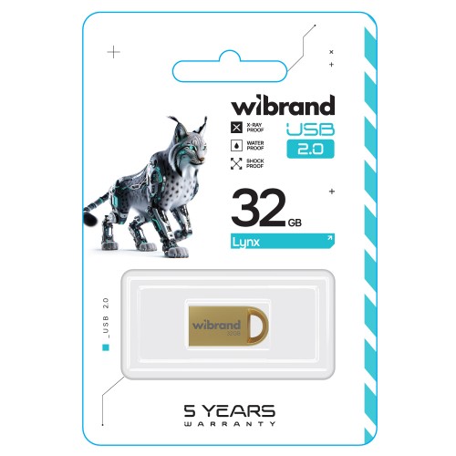 Флеш-накопичувач Wibrand USB 2.0 Lynx 32Gb Gold