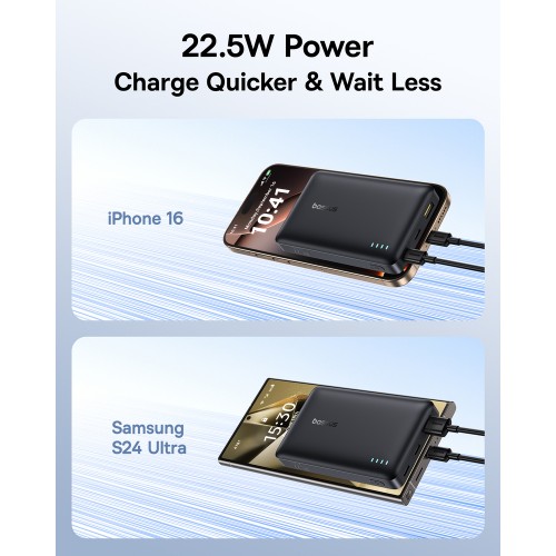 Зовнішній акумулятор Baseus EnerFill FP21 Power Bank 10000mAh 22.5W Cosmic Black (Includes Simple Type-C to Type-C Cable 20V/3A 30cm Black)