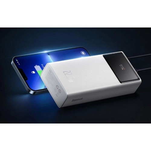 Зовнішній акумулятор Baseus Star-Lord Digital Display Fast Charge Power Bank 30000mAh 22.5W White（With Simple Series Charging Cable USB to Type-C 3A)